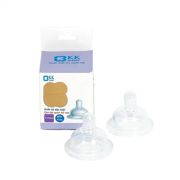 Hộp 2 núm ty silicone siêu mềm KKSmart , KK009