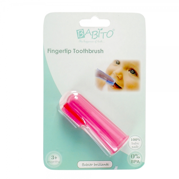 Bàn chải xỏ ngón silicone Babito, trắng