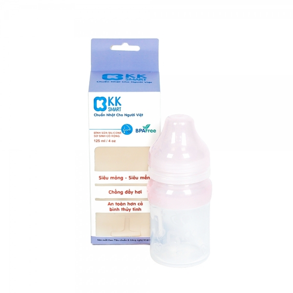 Bình sữa silicone dành cho trẻ sơ sinh KKSmart, KK006, 125ml, xanh