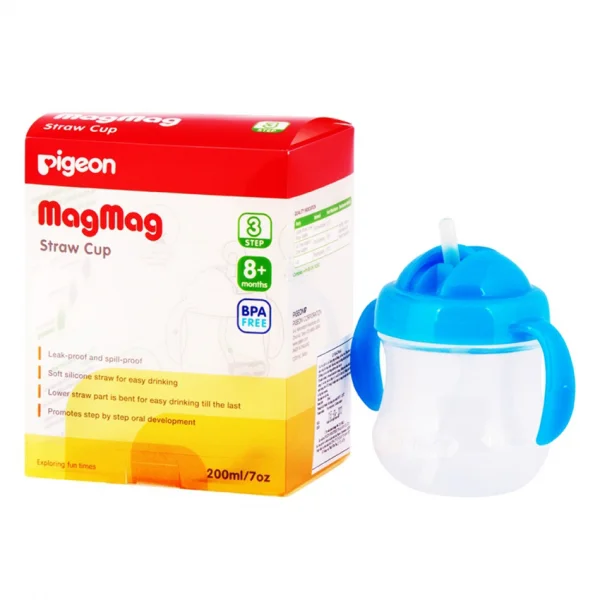 Bình tập uống có ống hút Mag Mag Pigeon, Hồng