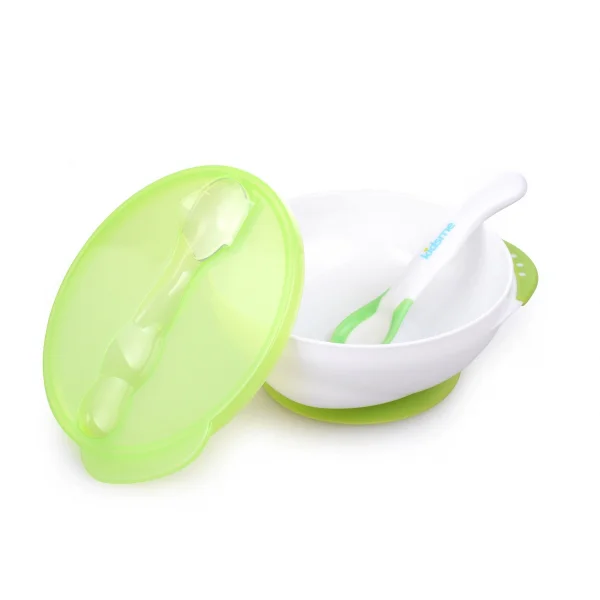 Bộ tô chống trượt kèm muỗng báo nhiệt Kidsme,9832LI