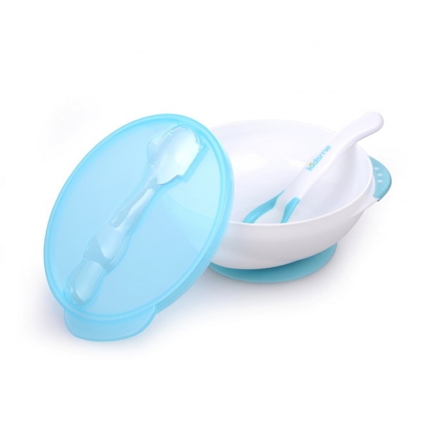 Bộ tô chống trượt kèm muỗng báo nhiệt Kidsme,9832LI