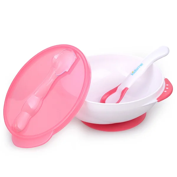 Bộ tô chống trượt kèm muỗng báo nhiệt Kidsme,9832LI