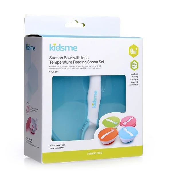 Bộ tô chống trượt kèm muỗng báo nhiệt Kidsme,9832LI