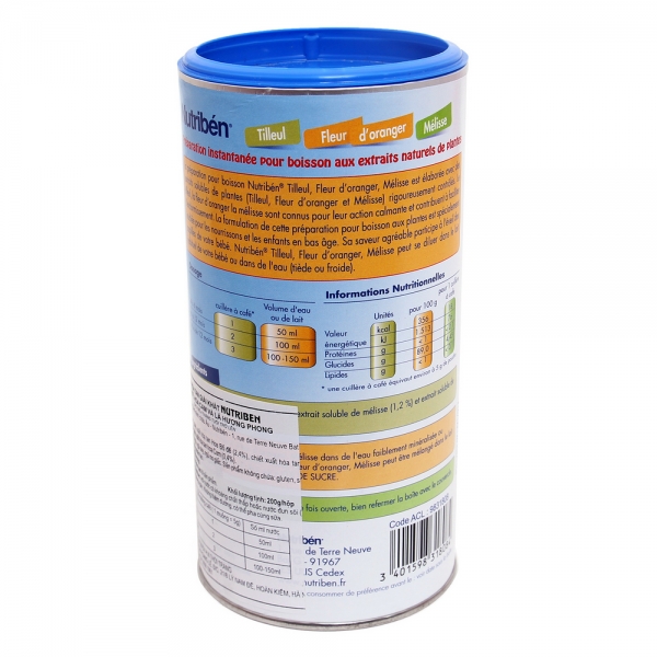 Trà Cốm hòa tan hoa Bồ Đề, hoa Cúc Cam, lá Hương Phong Nutriben, 200g