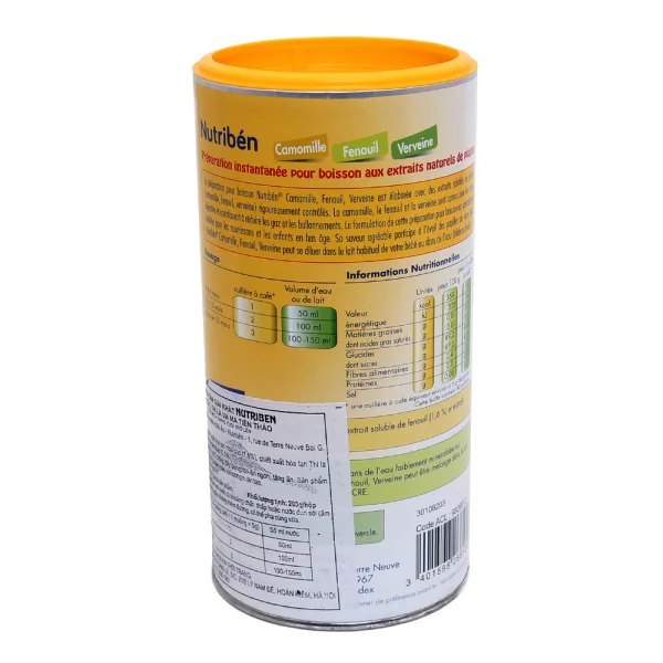 Trà Cốm hòa tan hoa Cúc, Thì Là, Ma Tiên Thảo Nutriben, 200g