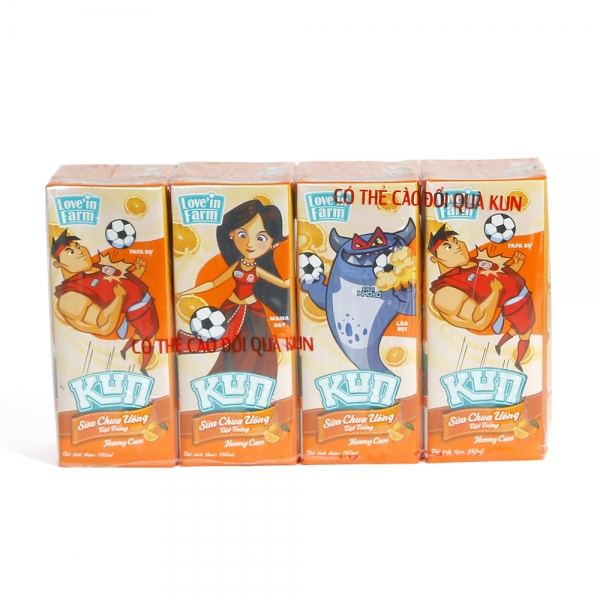 Sữa bột chua uống hương cam Kun,180ml