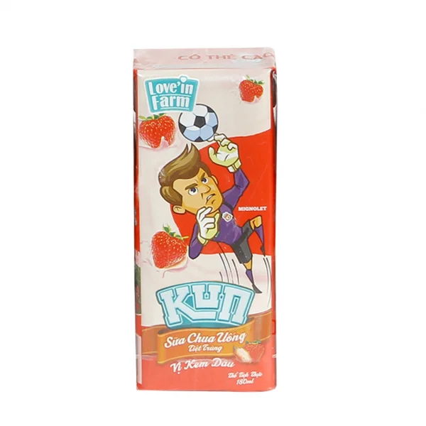 Sữa bột chua uống vị kem dâu Kun,180ml