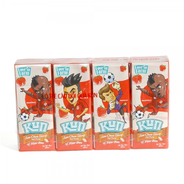 Sữa bột chua uống vị kem dâu Kun,180ml