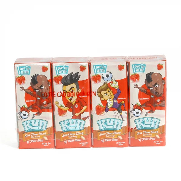 Sữa bột chua uống vị kem dâu Kun,180ml