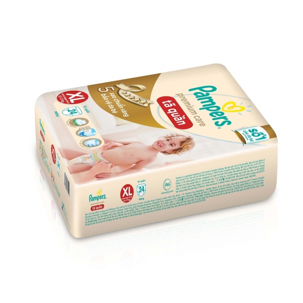 Tã quần Pampers cao cấp, size XL, 12-16kg, 24 miếng