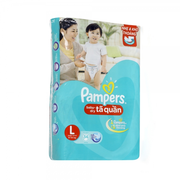 Tã quần Pampers jumbo, size L, 9-14kg, 54 miếng