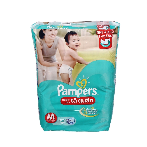 Tã quần Pampers jumbo, size M, 7-12kg, 60 miếng