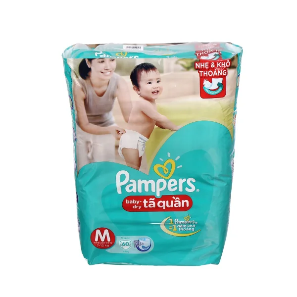 Tã quần Pampers jumbo, size M, 7-12kg, 60 miếng