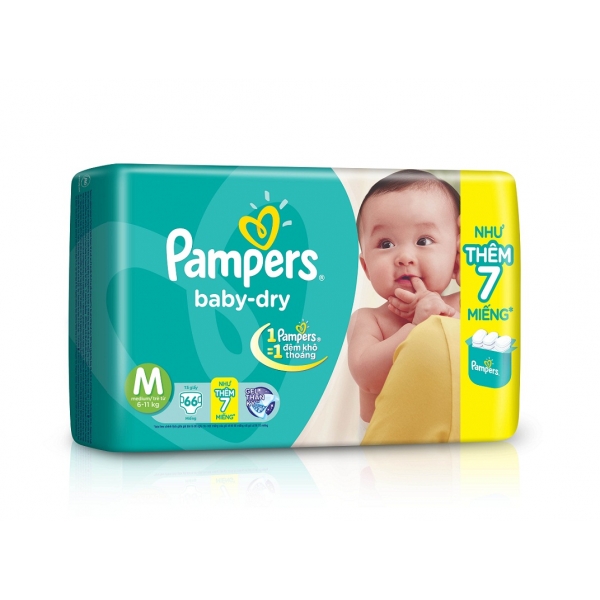 Tã dán Pampers jumbo, size M, 6-11kg, 66 miếng