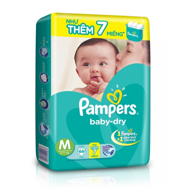 Tã dán Pampers jumbo, size M, 6-11kg, 66 miếng