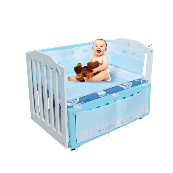 Cũi Le Lumber Folding Crib BC11 - Màu Trắng Xanh