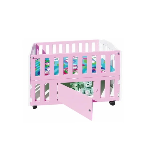 Cũi Le Lumber Folding Crib BC11 - Màu Trắng Xanh