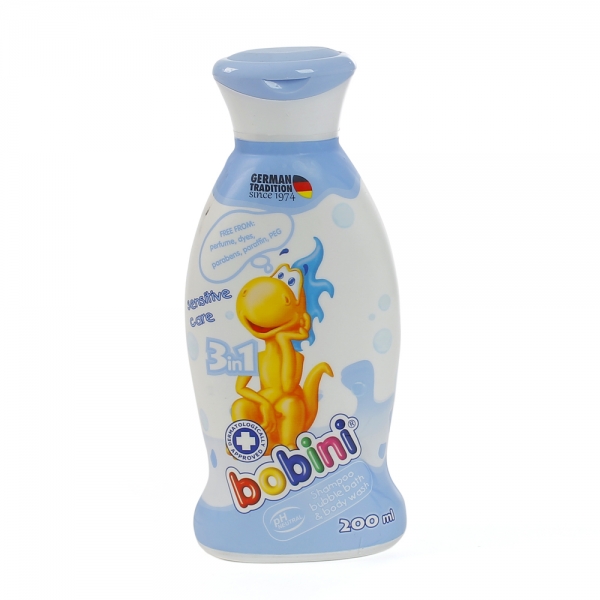 Sữa tắm gội tạo bọt dịu nhẹ cho da nhạy cảm 3in1 Bobini, 200ml