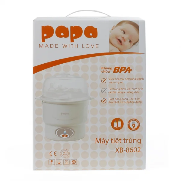 Máy tiệt trùng bình sữa Papa XB8602
