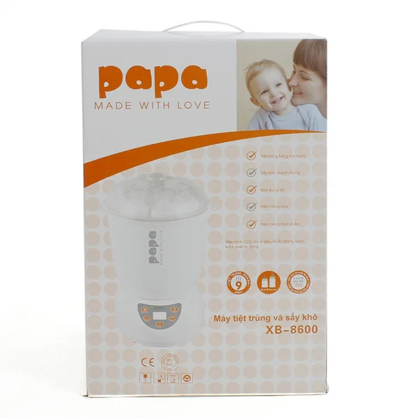 Máy tiệt trùng và sấy khô bình sữa Papa XB8600