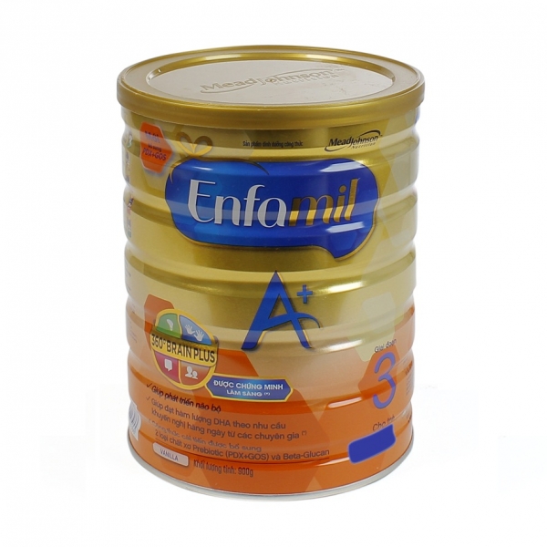 Sữa bột Enfagrow A+3 Vani 360 độ Brain Plus với PDX GOS, 1-3 tuổi, 900g
