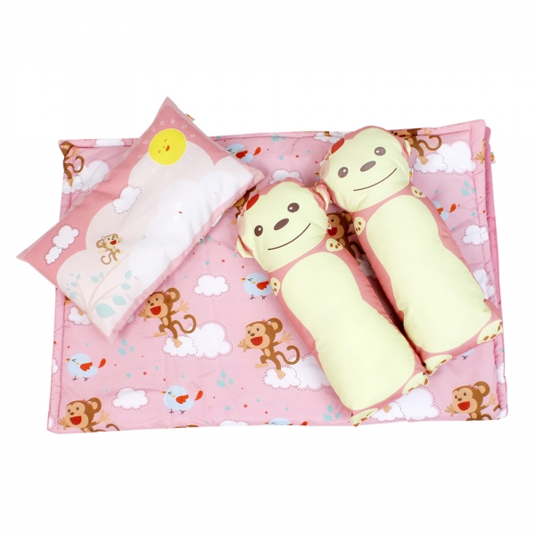 Bộ gối nệm Carrot hình khỉ con, Hồng