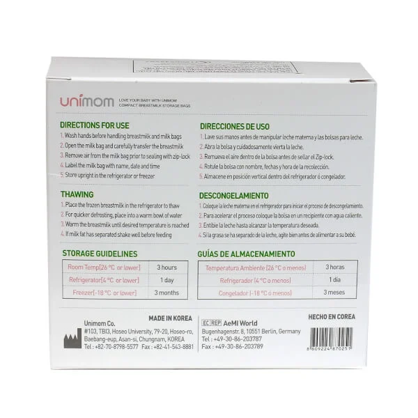 Túi trữ sữa compact - Unimom 30 túi, 210ml