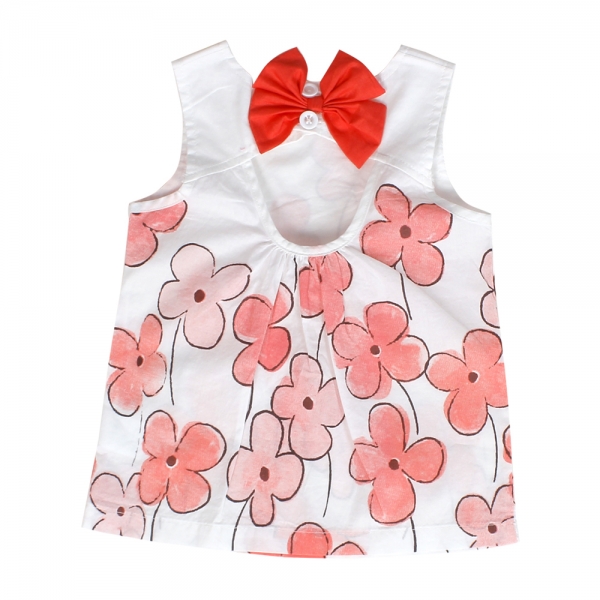 Áo vải bé gái tay ngắn Laluna G056030