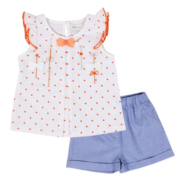 Bộ vải bé gái ngắn Laluna G066006
