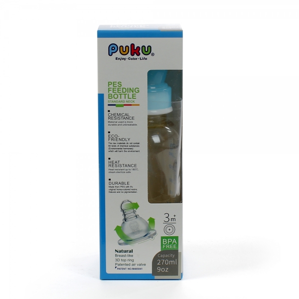 Bình sữa PUKU nhựa PES cổ thường 270ml P10811