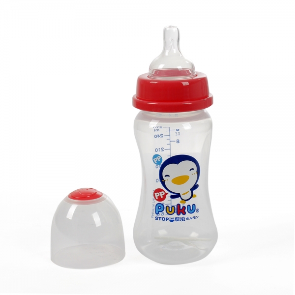 Bình sữa PUKU nhựa PP cổ rộng 270ml P10177, Hồng