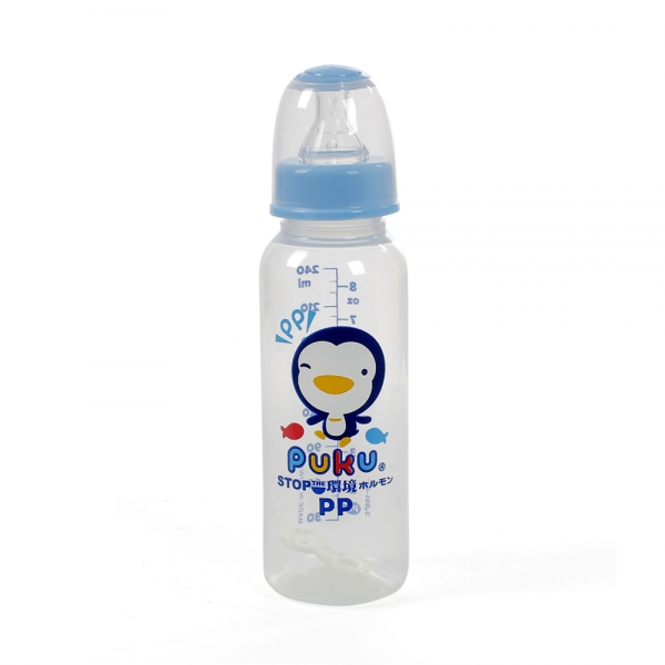 Bình sữa PUKU nhựa PP cổ thường 240ml P10184, Xanh