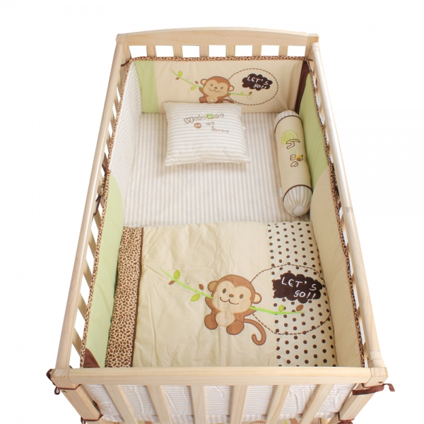 Bộ quây cũi Carrot họa tiết khỉ con 60x120 cm (KLF589, Nâu)