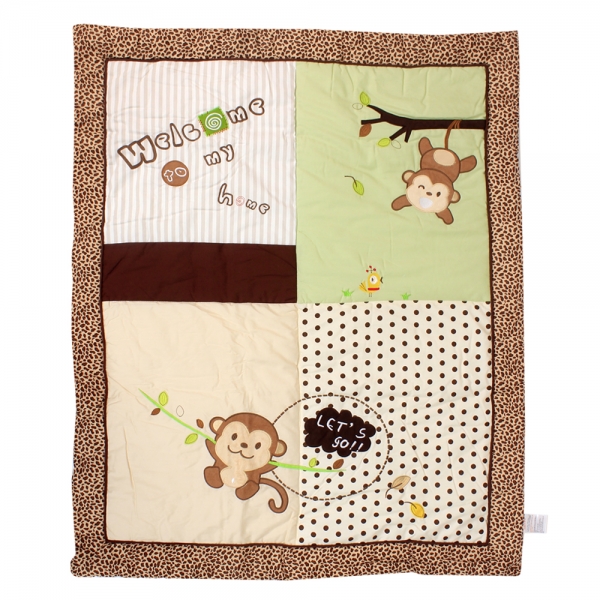 Bộ quây cũi Carrot họa tiết khỉ con 60x120 cm (KLF589, Nâu)