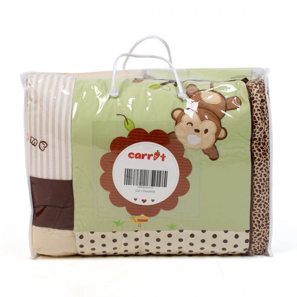 Bộ quây cũi Carrot họa tiết khỉ con 60x120 cm (KLF589, Nâu)