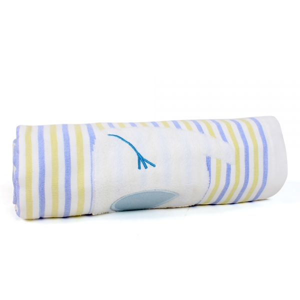 Khăn 2 lớp cao cấp in hình con voi xanh Gia An, 70x140 cm