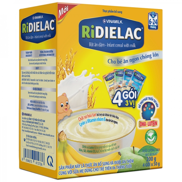 Bột ăn dặm Vinamilk Ridielac 3 Vị Ngọt, 200g