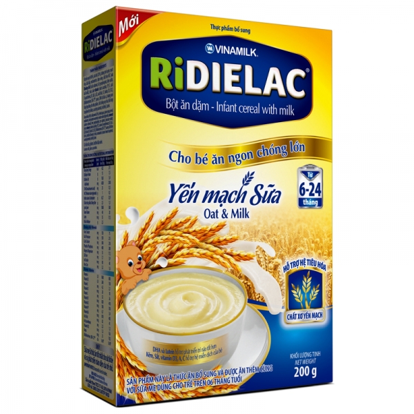 Bột ăn dặm Vinamilk Ridielac Yến Mạch Sữa, 200g