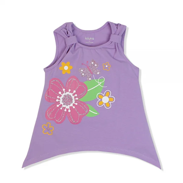 Áo thun bé gái tay ngắn Laluna G037010 Tím