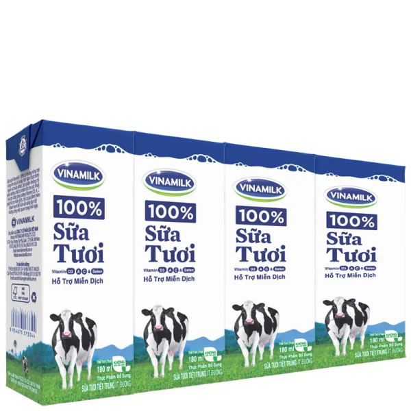Sữa tươi tiệt trùng ít đường Vinamilk 180ml