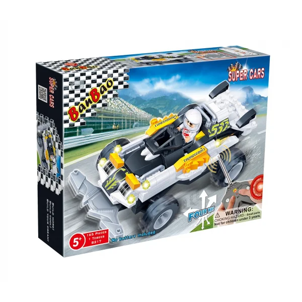 Bộ lắp ráp xe điều khiển - chiến binh thần tốc (trắng) 8217 (Banbao)