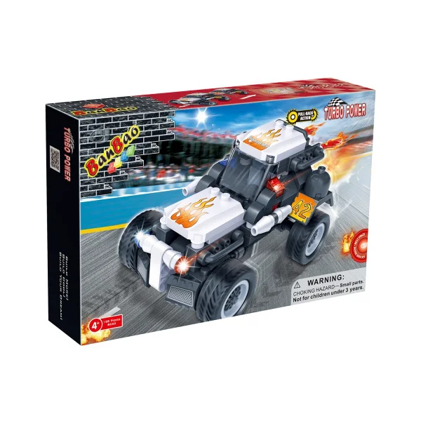 Bộ lắp ráp siêu xe đẩy trớn (xe đua hỏa tiễn trắng) 8622 (Banbao)
