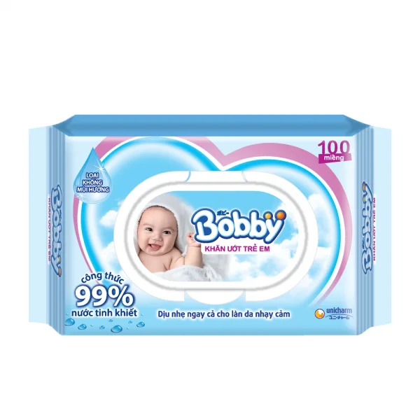 Khăn ướt Bobby không mùi 100 tờ