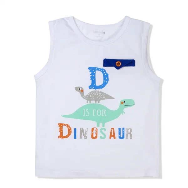 Áo thun bé trai sát nách Concung B057007 Trắng