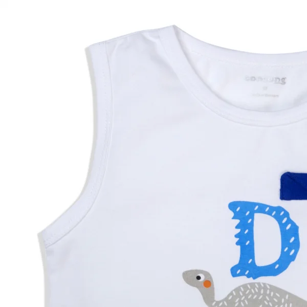 Áo thun bé trai sát nách Concung B057007 Trắng