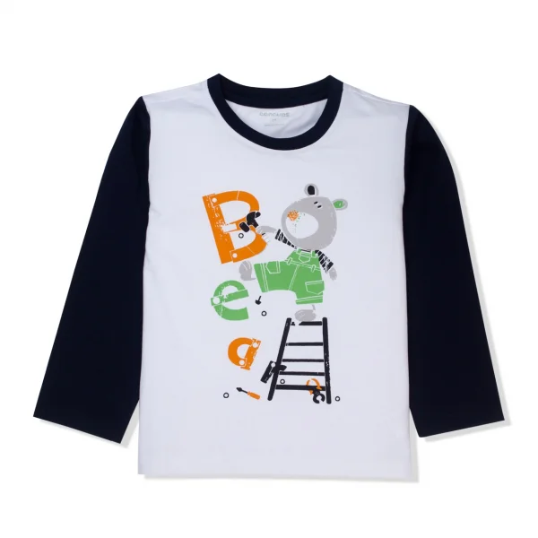 Áo thun bé trai tay dài Concung B057010 Trắng