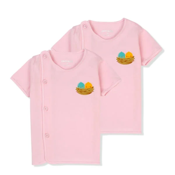 Set 2 Áo sơ sinh cài chéo tay ngắn Concung SGL Hồng