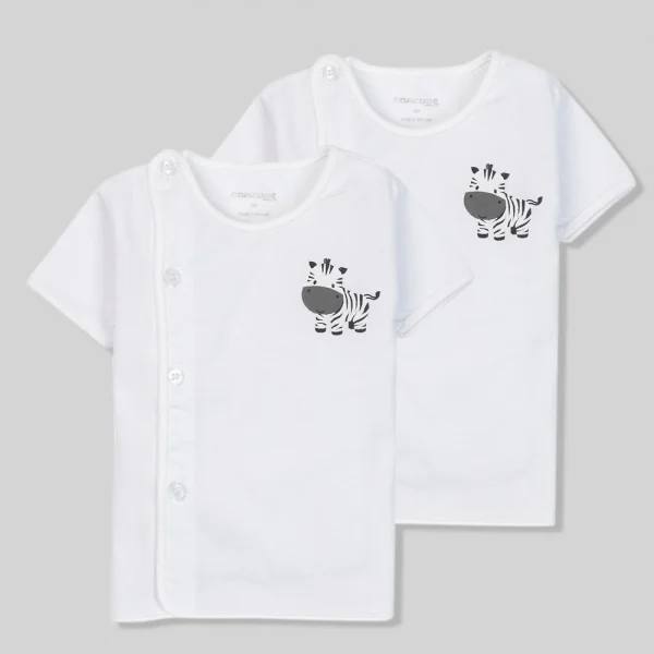 Set 2 Áo sơ sinh cài chéo tay ngắn Concung SGL Trắng