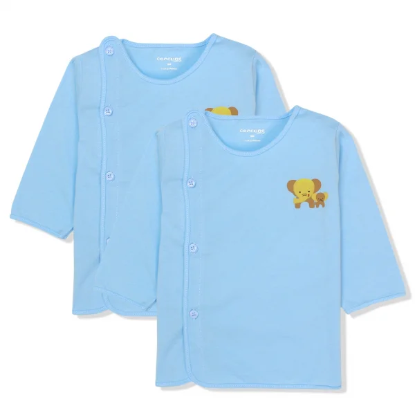 Set 2 Áo sơ sinh cài chéo tay dài Concung SGL Xanh